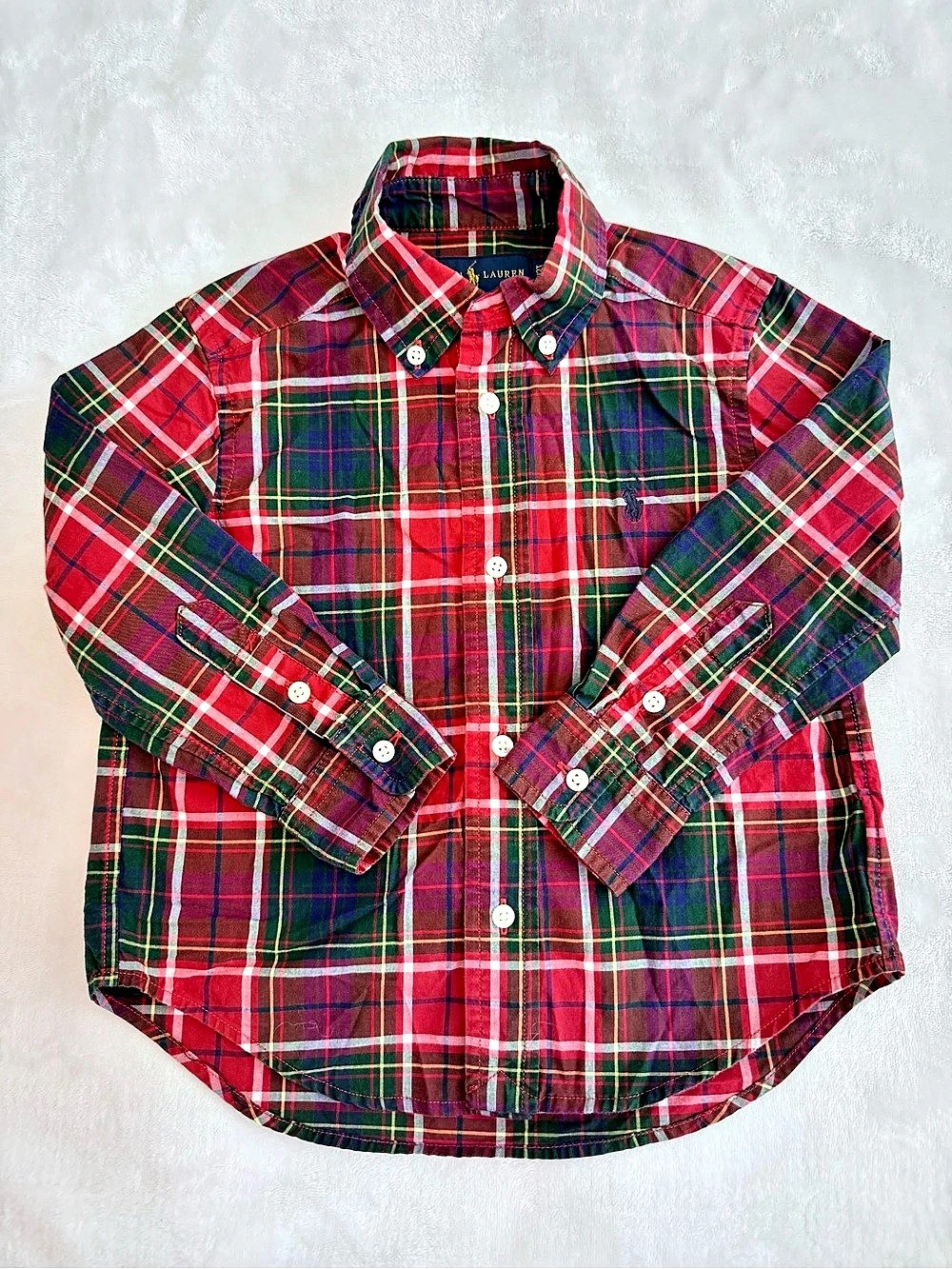 Ralph Lauren Plaid Christmas Button-Down Long-sleeve Shirt (size 2T)